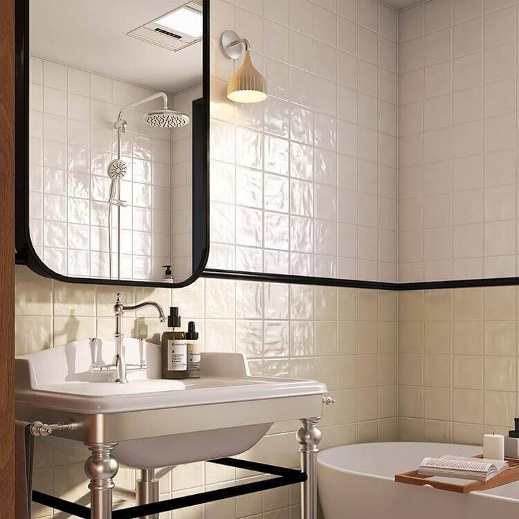 132x132mm Retro Square Cream White Pearly Lustre Glaze Tile High-Precision indoor Hotel villa bathroom background Wall Tiles Price 1 132x132mm Retro Square Cream White Pearly Lustre Glaze Tile High-Precision indoor Hotel villa bathroom background Wall Tiles Price