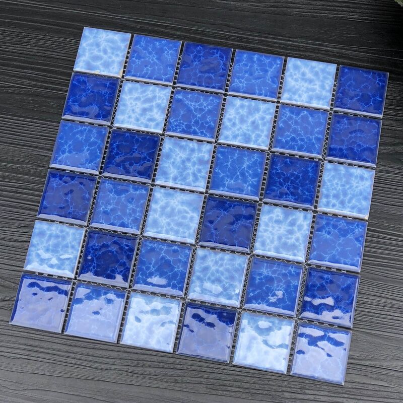 48mm Blue Green Cracked Bathroom Kitchen Backsplash Wall Floor Ice-crackle Porcelain Tiles Ceramic Mosaic for Swimming Pool 3 Ceramic Mosaic Pool Porcelain Tiles