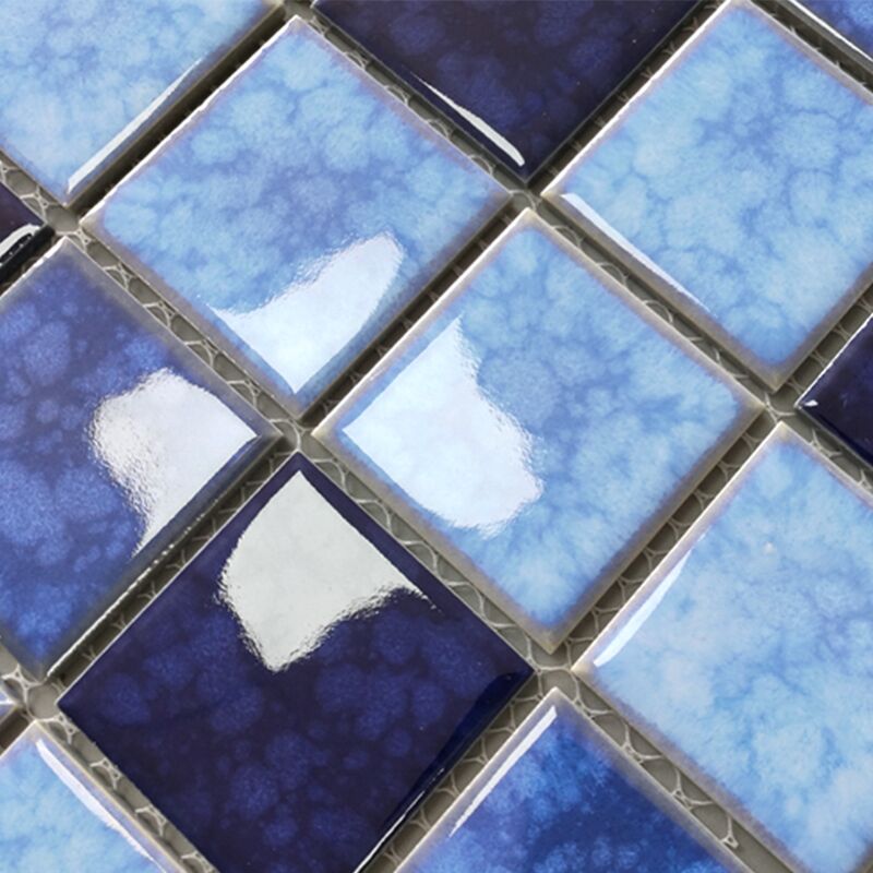 48mm Blue Green Cracked Bathroom Kitchen Backsplash Wall Floor Ice-crackle Porcelain Tiles Ceramic Mosaic for Swimming Pool 5 Blue Square Glass Swimming Pool Mosaic Tile