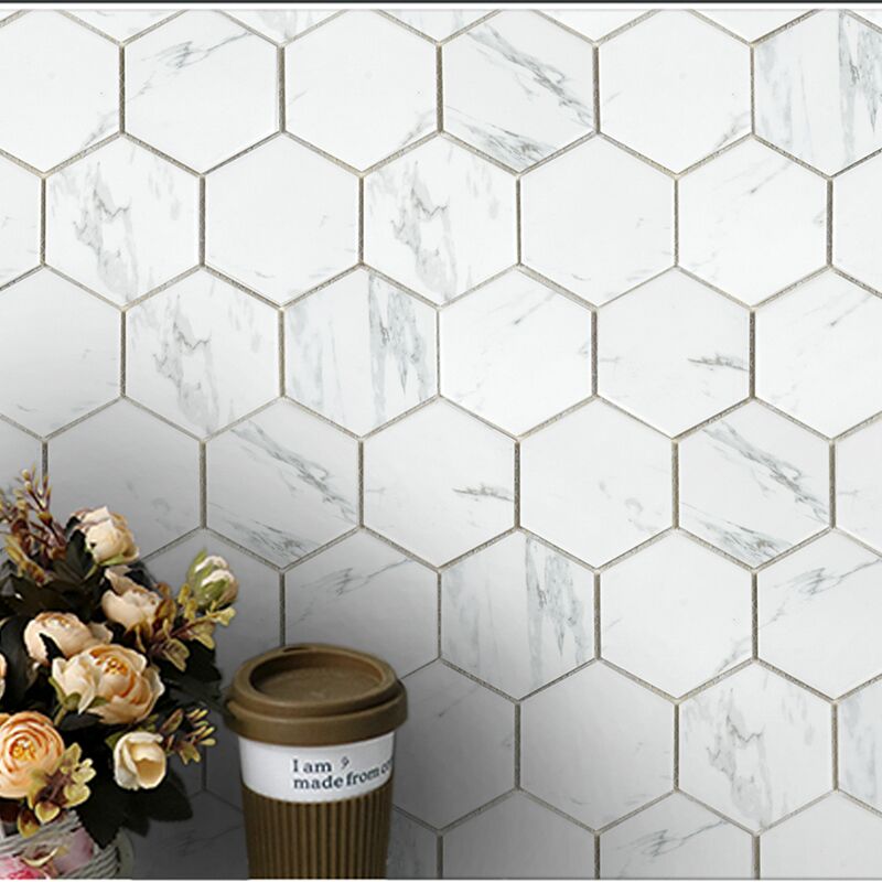 Mosaic Tile China Suppliers Marble Carrara White Porcelain Hexagon Mosaic Tile For Bathroom Kitchen Backsplash 6 Carrara White Porcelain Hexagon Mosaic Tile