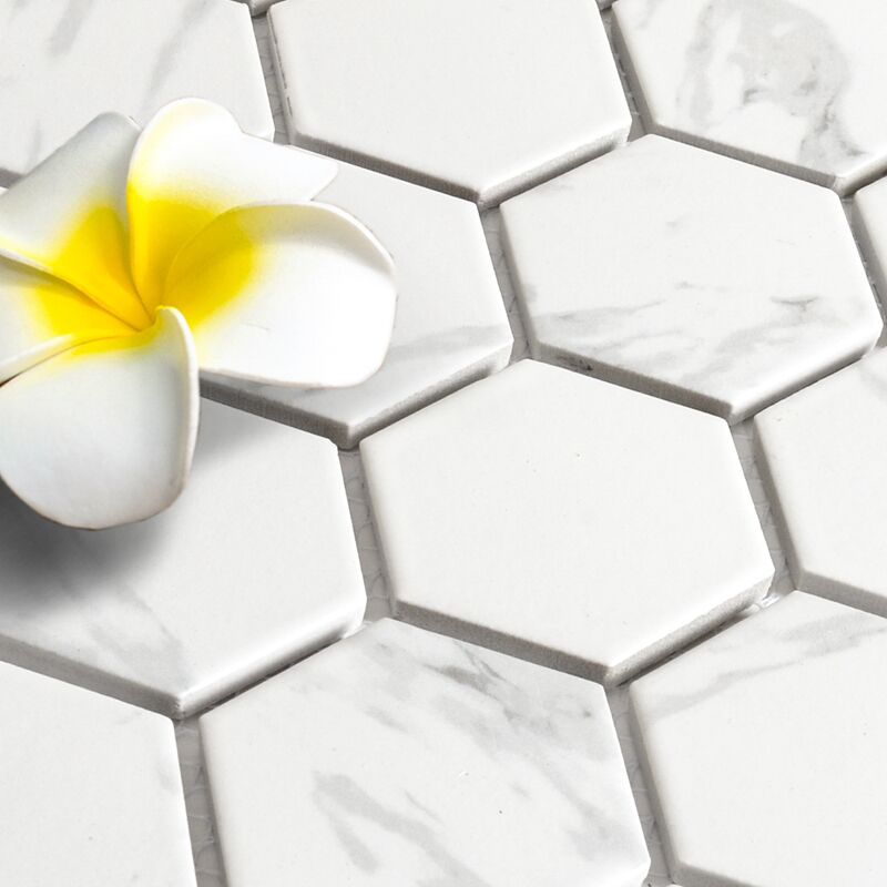Mosaic Tile China Suppliers Marble Carrara White Porcelain Hexagon Mosaic Tile For Bathroom Kitchen Backsplash 8 White Porcelain Hexagon Mosaic Tile