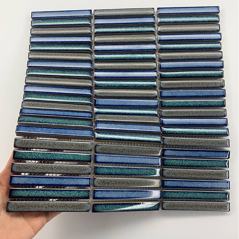 Blue Kitchen Floor Interior Strip Finger Mosaic Bathroom Backsplash Porcelain Wall Tiles 3 Modern construction strip glass natural stone mosaic tile
