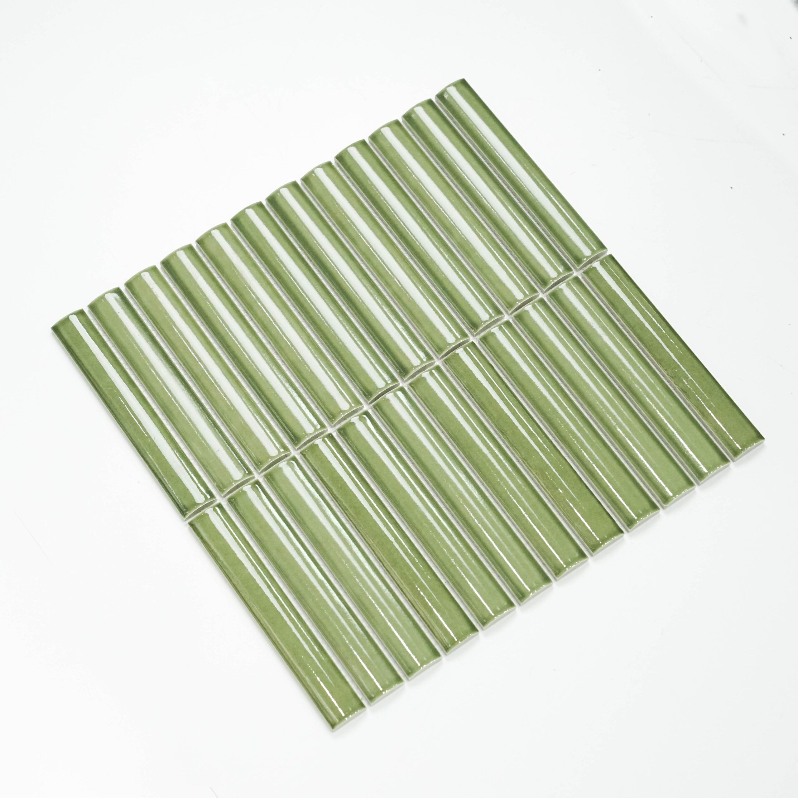 22x145mm 3D Semicircle Grass Green Glaze Mosaic tile High-Precision indoor hotel villa bathroom background wall tiles Pice 2 22x145mm 3D Semicircle Grass Green Glaze Mosaic tile High-Precision indoor hotel villa bathroom background wall tiles Pice - Image 2