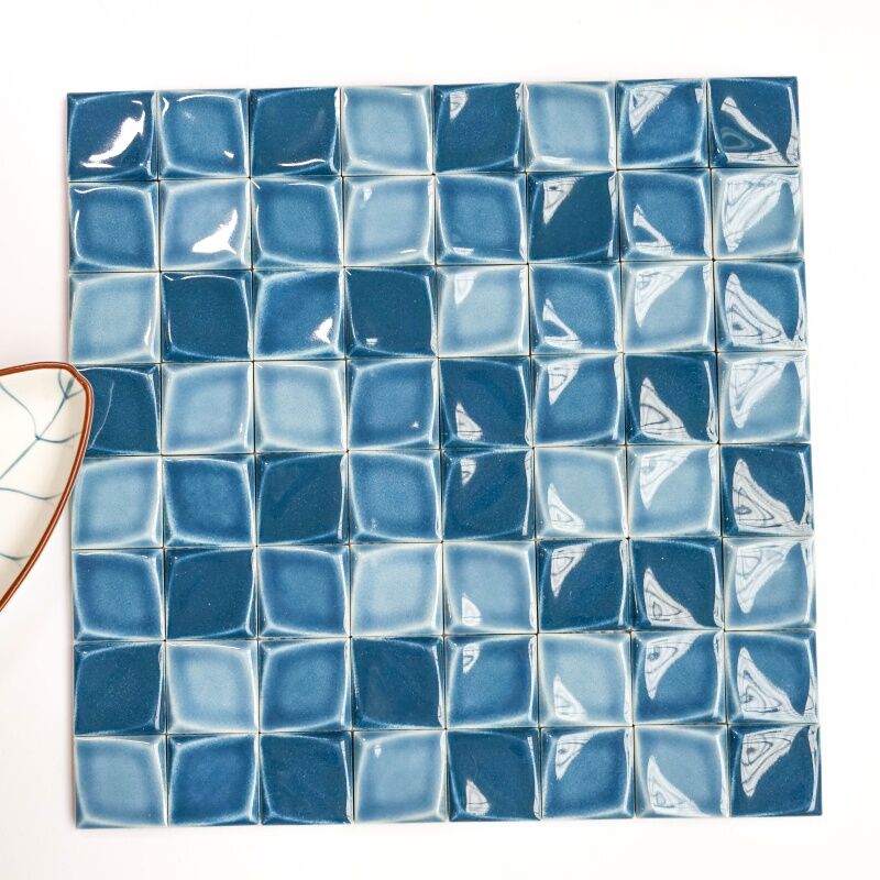 32x32mm Blue Ceramic Mosaic Tile Interior Backsplash Wall Mosaic Tiles Production Plant 4 32x32mm Blue Ceramic Mosaic Tile Interior Backsplash Wall Mosaic Tiles Production Plant - Image 4