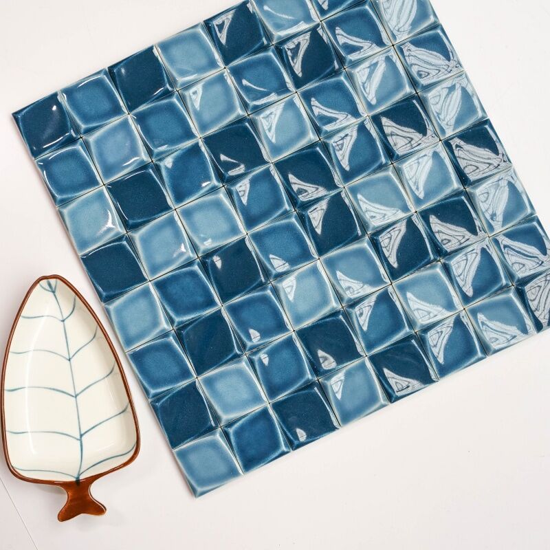32x32mm Blue Ceramic Mosaic Tile Interior Backsplash Wall Mosaic Tiles Production Plant 5 32x32mm Blue Ceramic Mosaic Tile Interior Backsplash Wall Mosaic Tiles Production Plant - Image 5