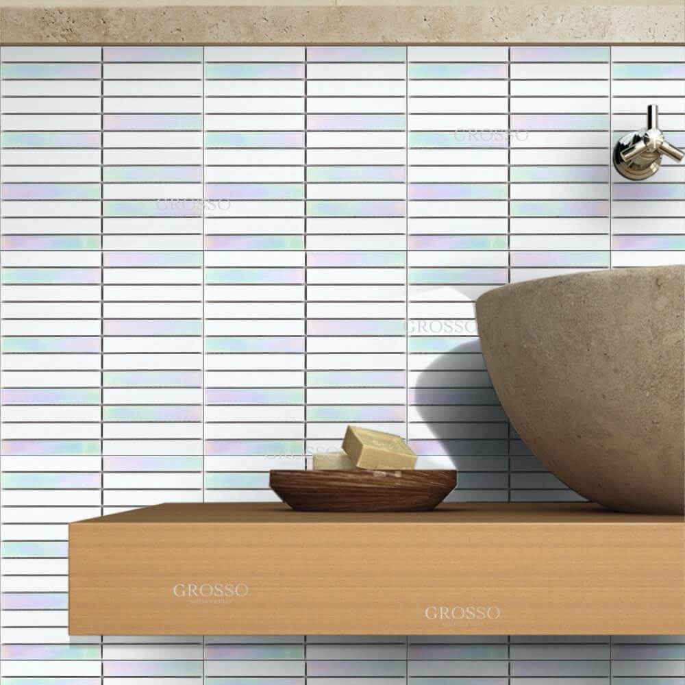 Modern electroplating mosaic tile Bathrooom Hotel Interior Wall Kitchen Backsplash Strip Mosaic Tiles 11 Modern electroplating mosaic tile Bathrooom Hotel Interior Wall Kitchen Backsplash Strip Mosaic Tiles - Image 11