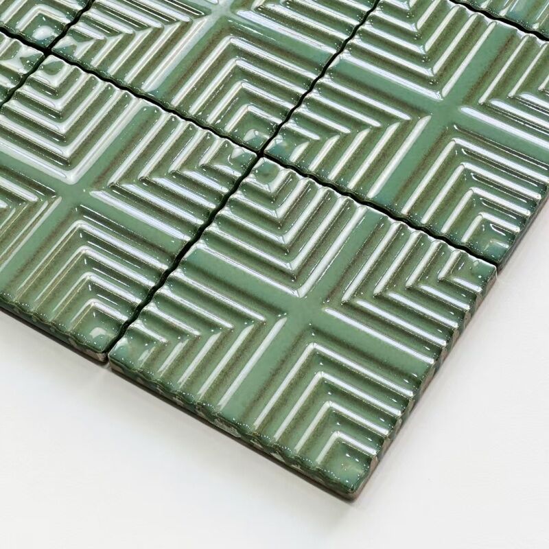 Green Glazed Handmade Tile Kitchen Bathroom Lnterior ackground Wall Ceramic Tiles Factory Wholesale 3 Green Glazed Handmade Tile Kitchen Bathroom Lnterior ackground Wall Ceramic Tiles Factory Wholesale - Image 3