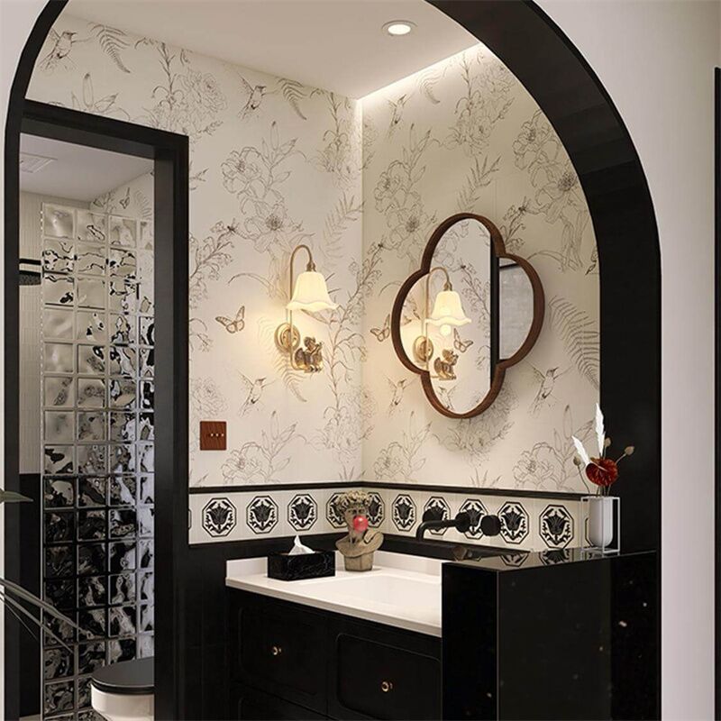 Retro Black White Pattern Porcelain Tile indoor Hotel villa Bathroom Kitchen Background Ceramic Wall Tiles Factory 1 Retro Black White Pattern Porcelain Tile indoor Hotel villa Bathroom Kitchen Background Ceramic Wall Tiles Factory