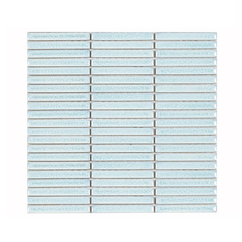 Blue Kitchen Floor Interior Strip Finger Mosaic Bathroom Backsplash Porcelain Wall Tiles 6 light green bathroom wall decoration mosaic tiles